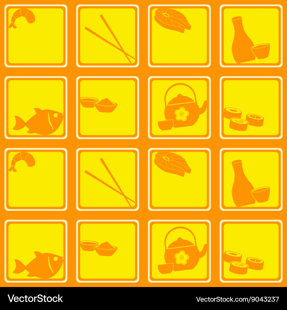Seamless pattern with sushi and sake icons vector image