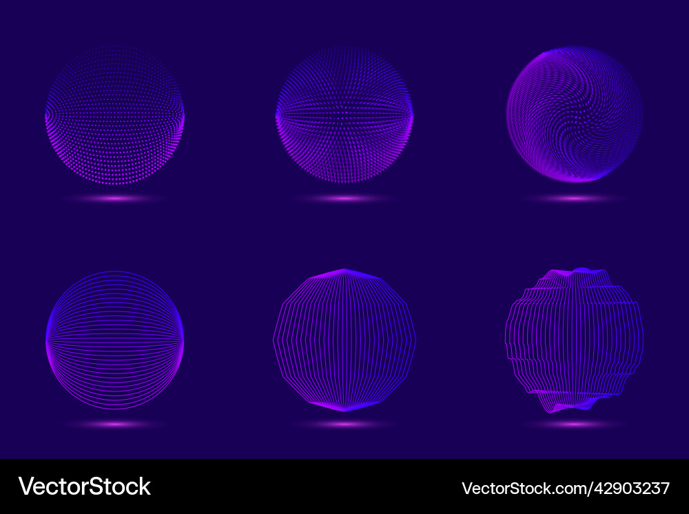 Set of circles sci-fi elements dots and lines Set of circles sci-fi elements dots and lines vector image
