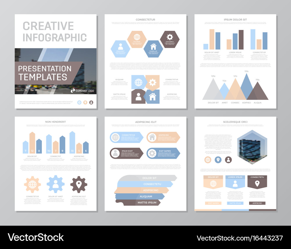 Set of colored elements for multipurpose a4 vector image