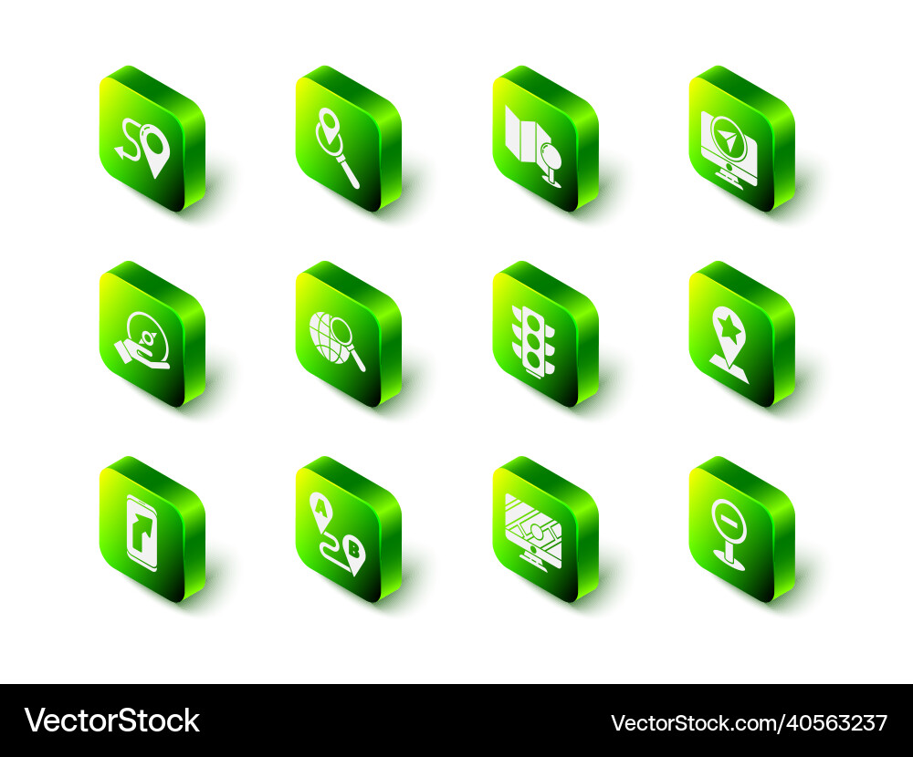 Set search location folded map with push pin Set search location folded map with push pin vector image