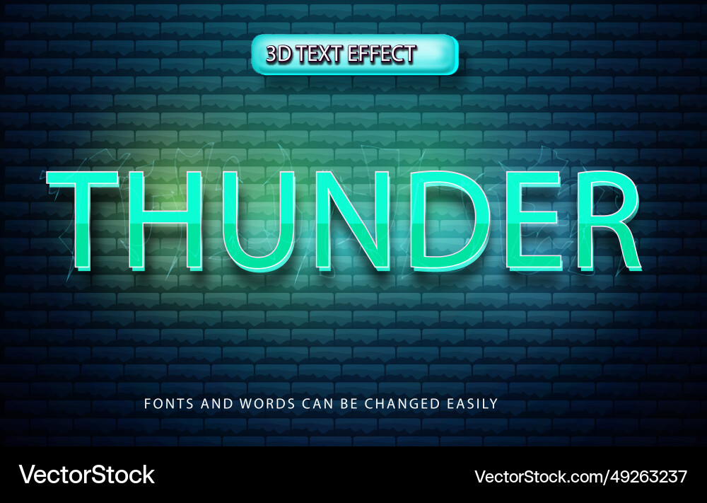Thunder 3d editable text effect style Vector Image