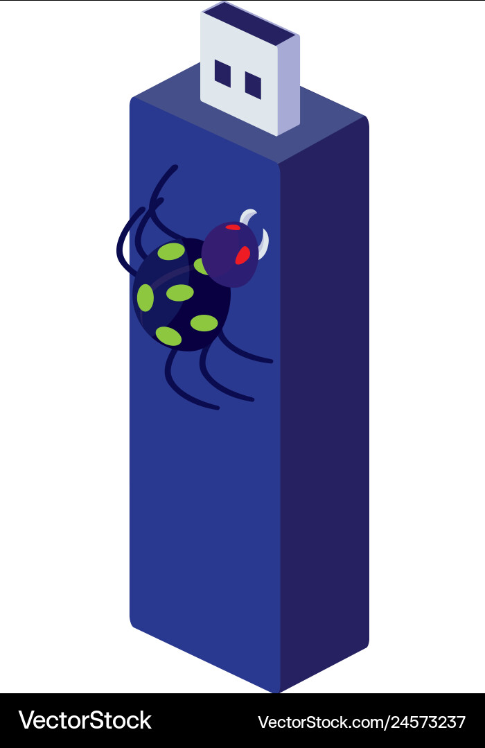 Usb memory with bug atack Usb memory with bug atack vector image