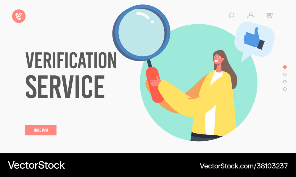 Verification service landing page template tiny Verification service landing page template tiny vector image