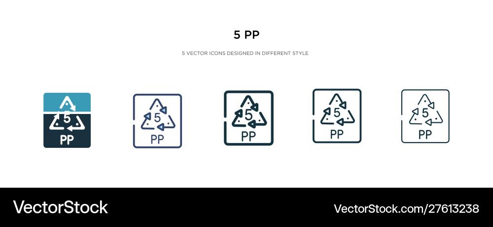 5 pp icon in different style two colored 5 pp icon in different style two colored vector image