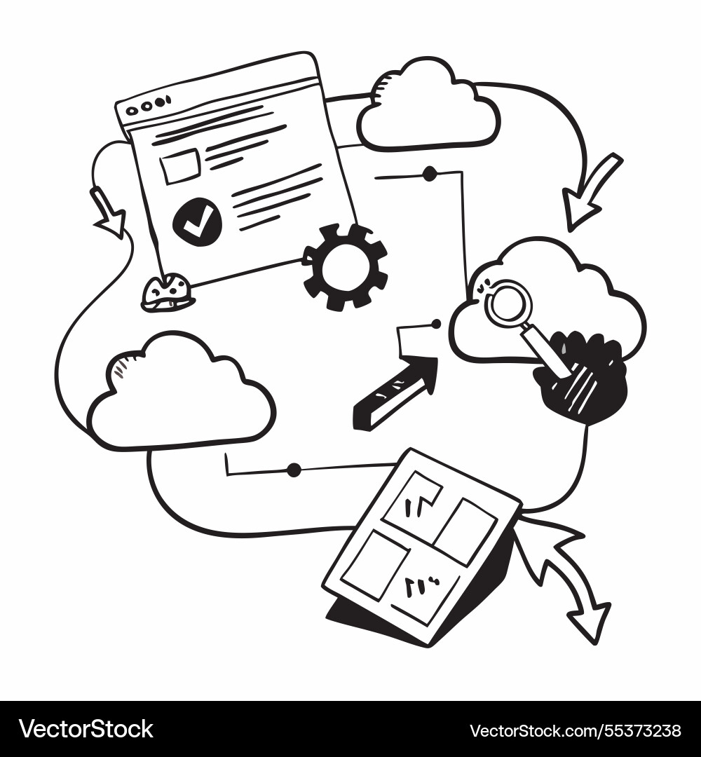 Cloud based application development with coding Cloud based application development with coding vector image