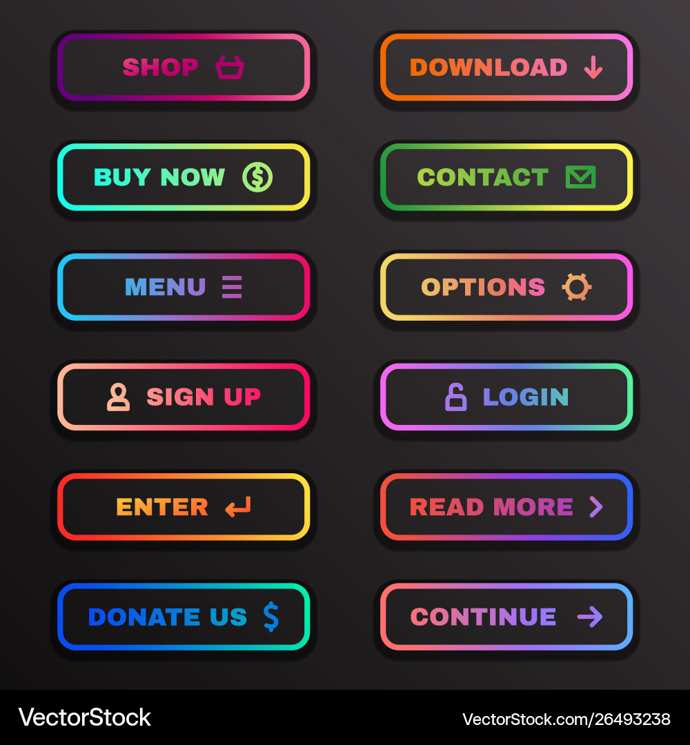 Colorful Gradient Button Set vector image