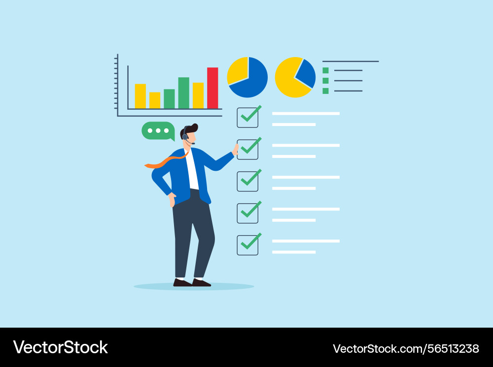 Flat of operator communicating checklist Flat of operator communicating checklist vector image