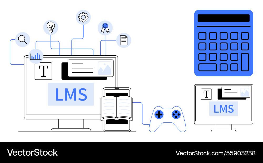 Learning management system with digital tools Learning management system with digital tools vector image