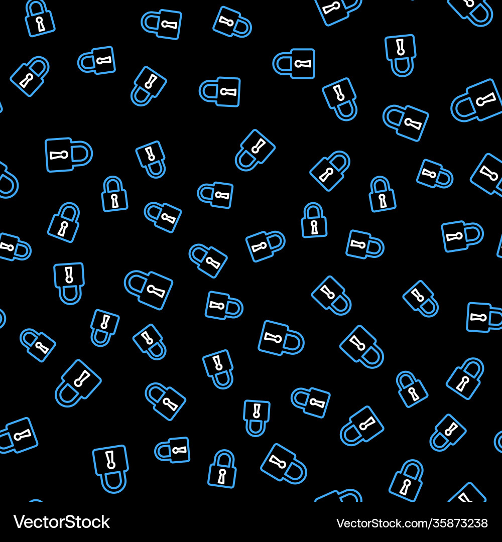 Line lock icon isolated seamless pattern on black Line lock icon isolated seamless pattern on black vector image