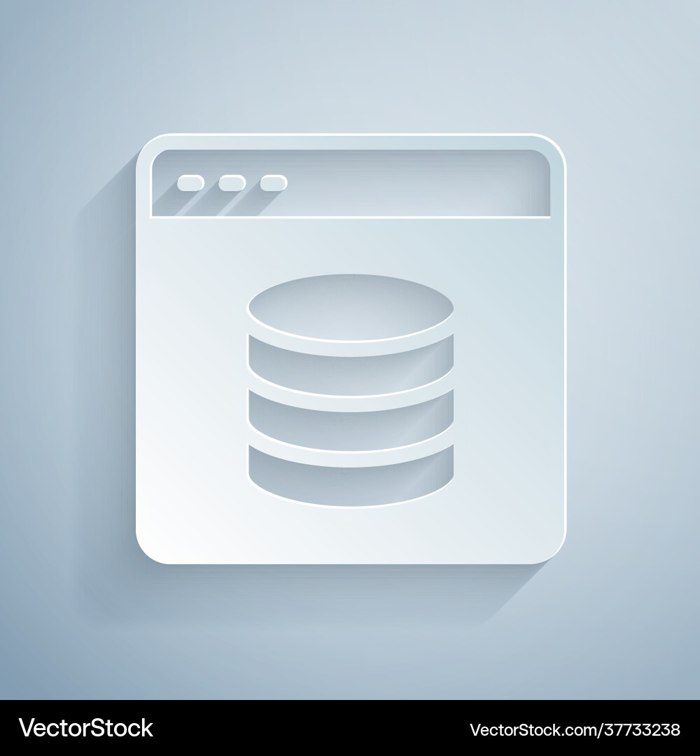 Paper cut server data web hosting icon isolated Vector Image