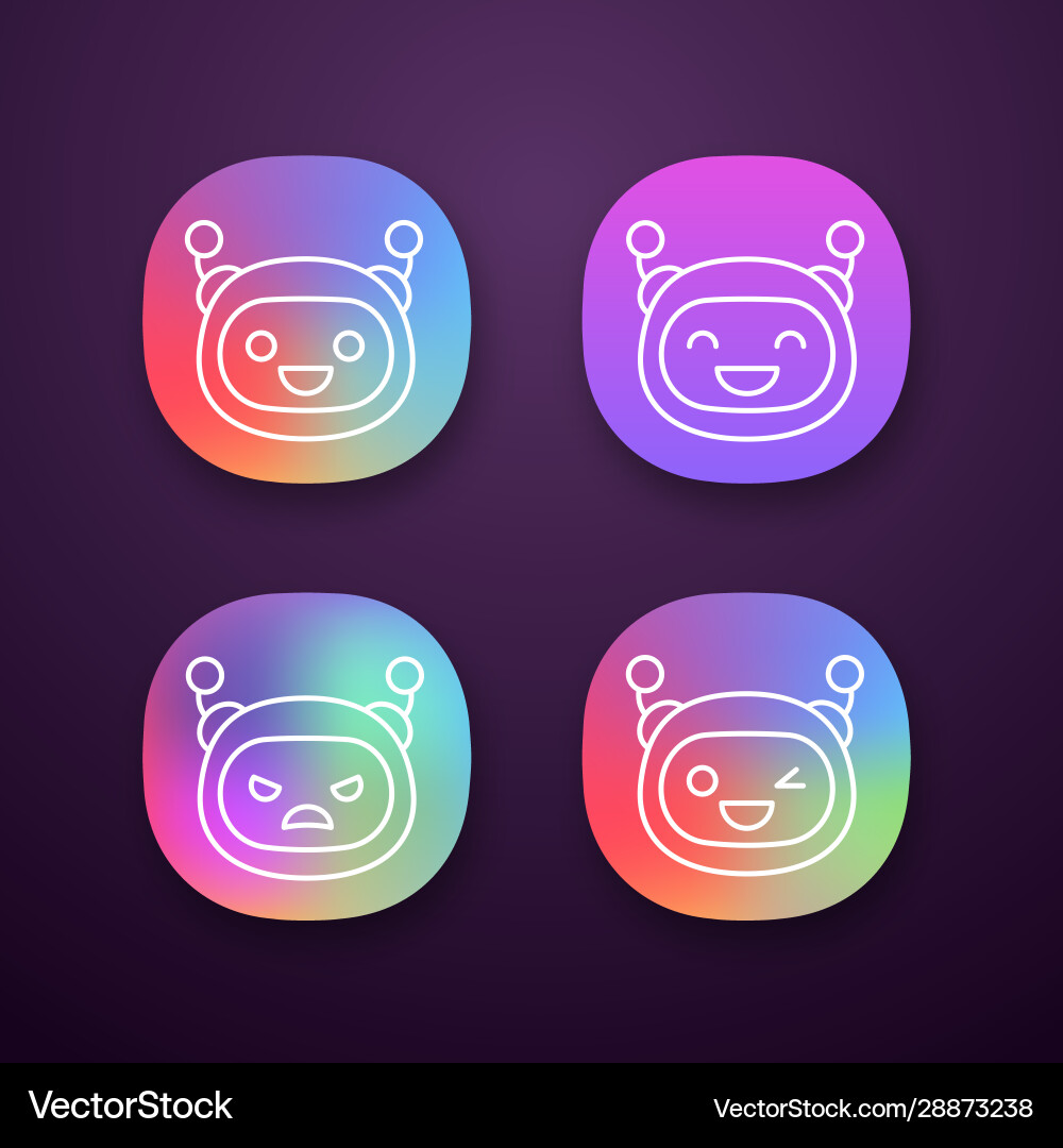 Robot emojis app icons set Robot emojis app icons set vector image