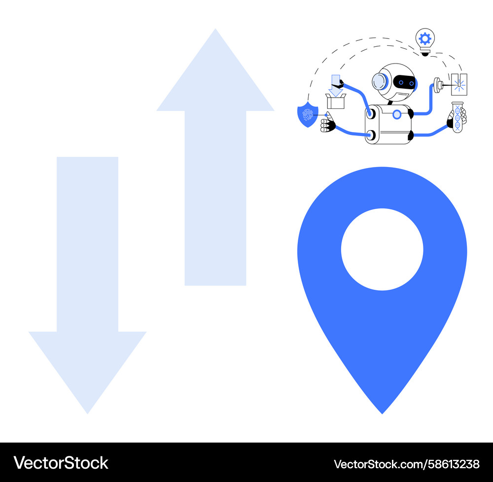 Robot Task Management with Map & Arrows Vector Image