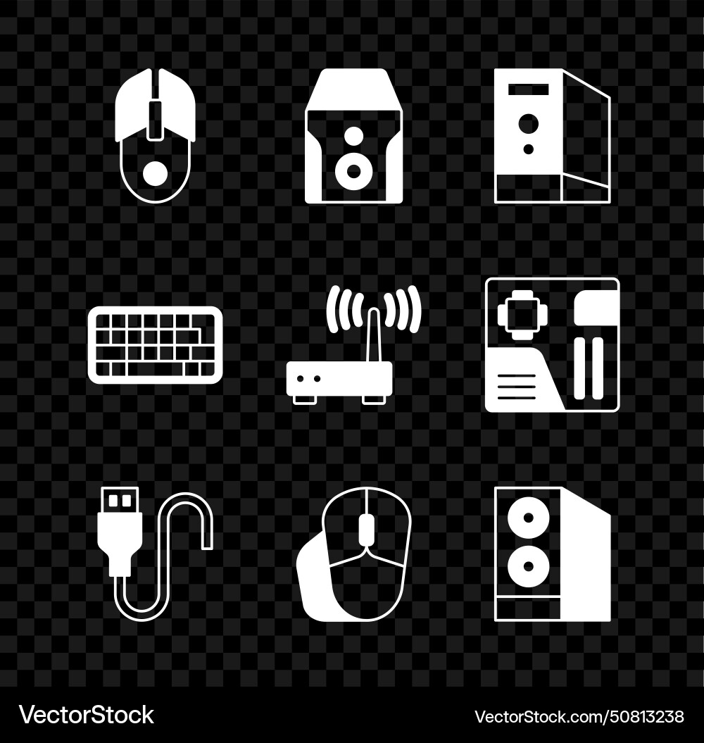 Set computer mouse uninterruptible power supply Vector Image