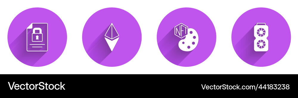 Set document and lock ethereum eth nft digital Vector Image