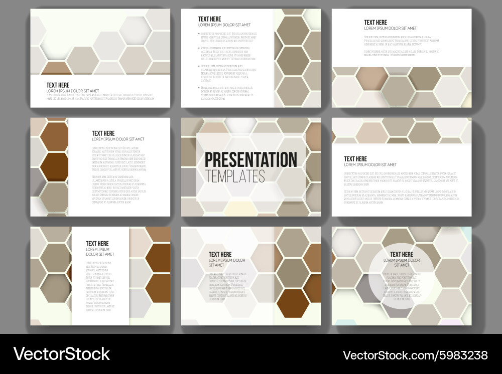 Set of 9 templates for presentation slides vector image