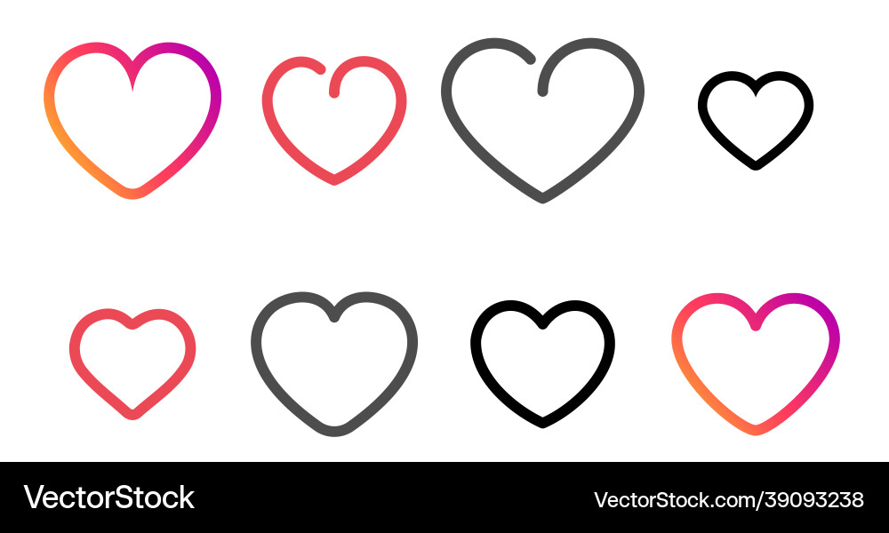 Set of simple line rounded heart icons Set of simple line rounded heart icons Vector Image