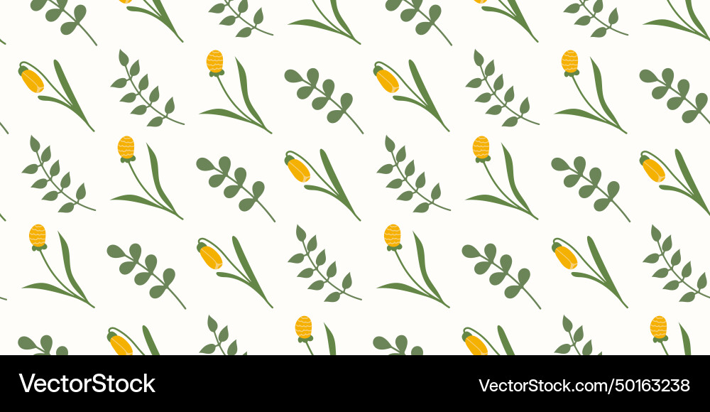Spring flowers seamless pattern in flat style Vector Image
