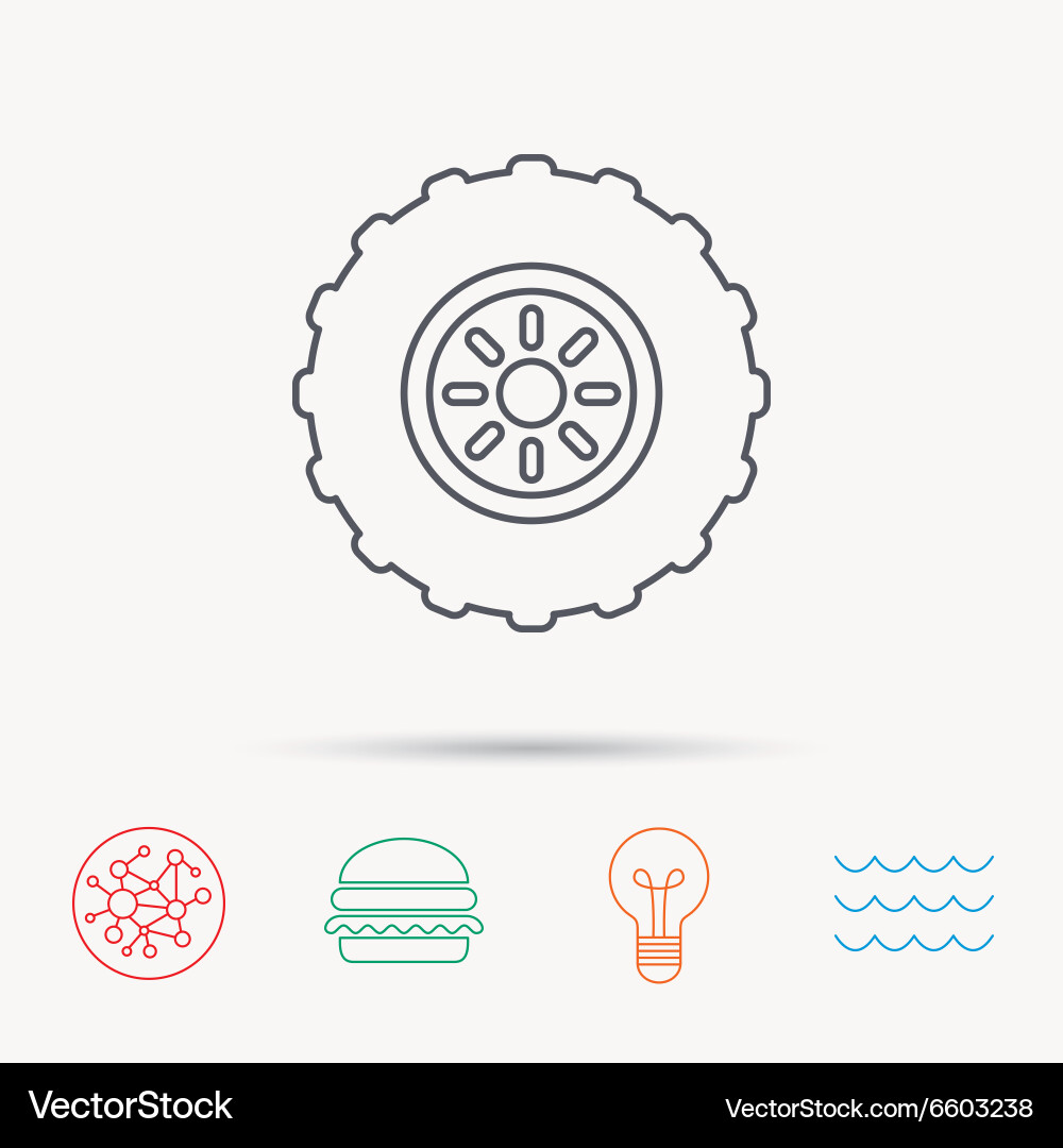Tractor wheel icon tire service sign Vector Image