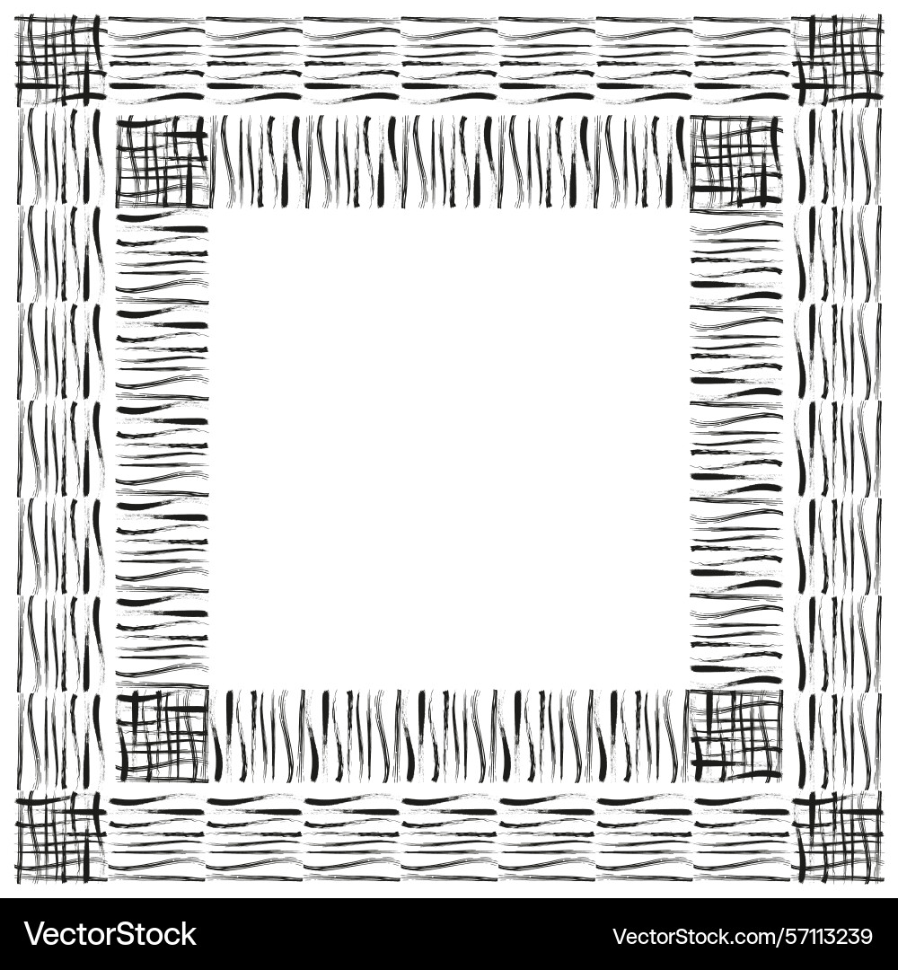 Abstract square frame hatched border pattern vector image