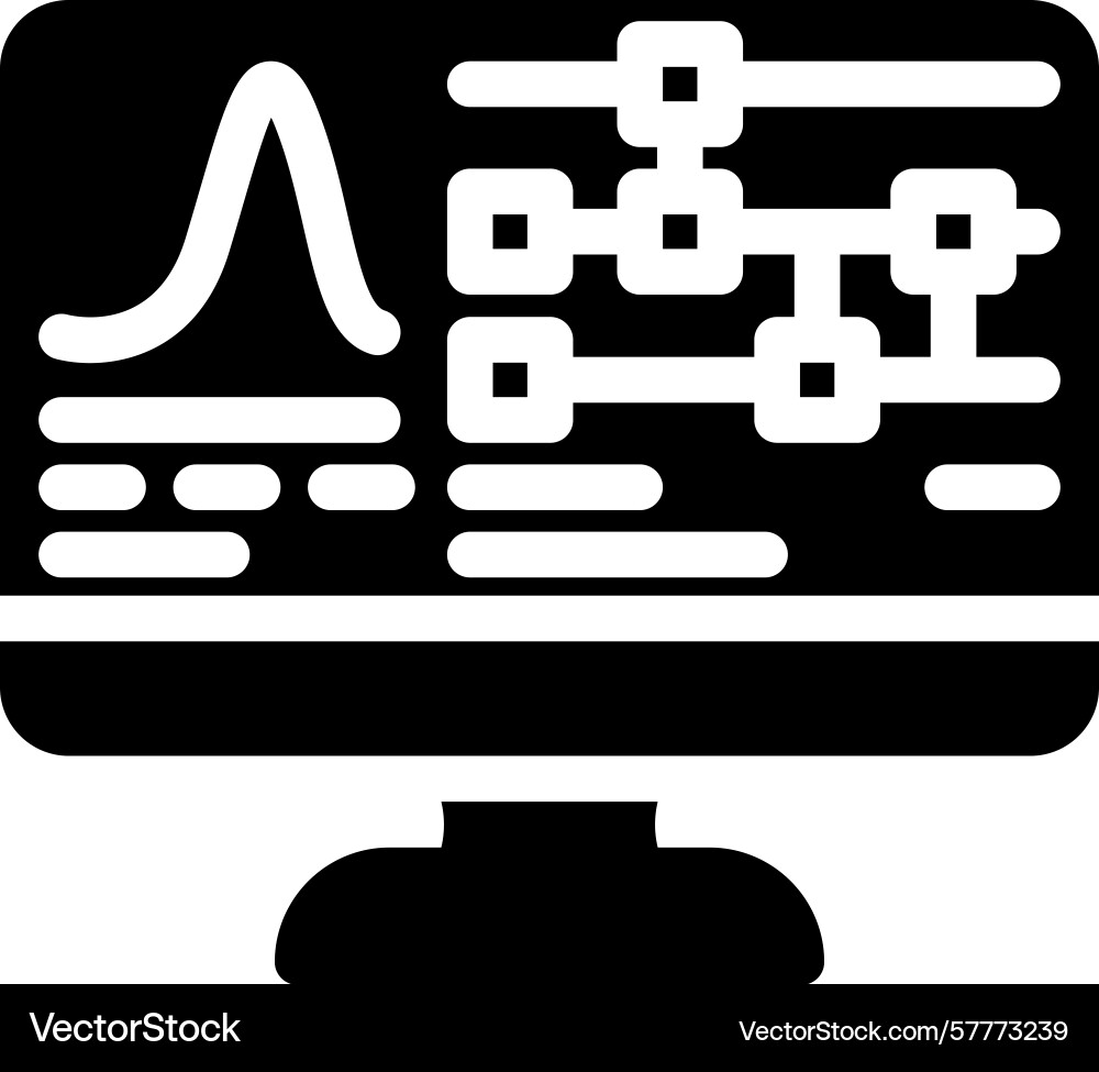 Algorithm screen quantum computer glyph icon Algorithm screen quantum computer glyph icon vector image