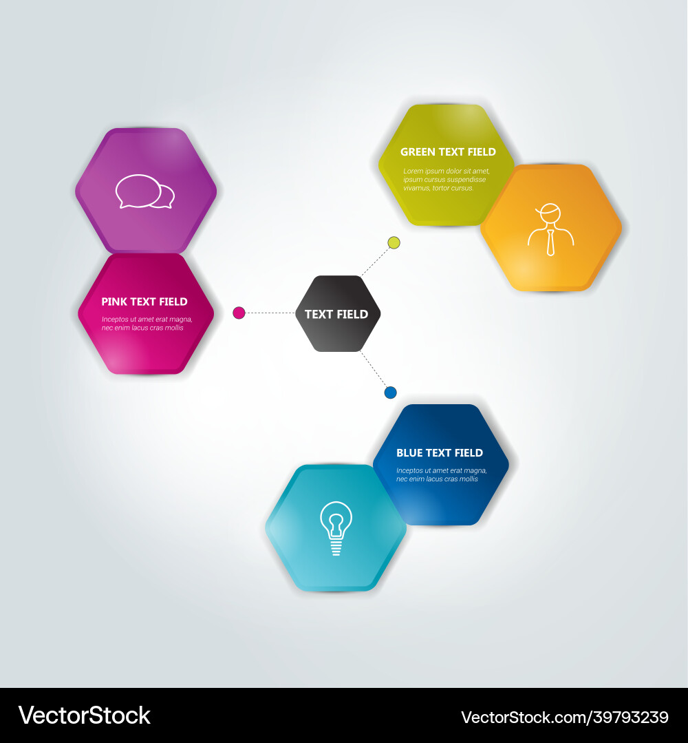 Circle hexagonal scheme chart infographics Circle hexagonal scheme chart infographics vector image