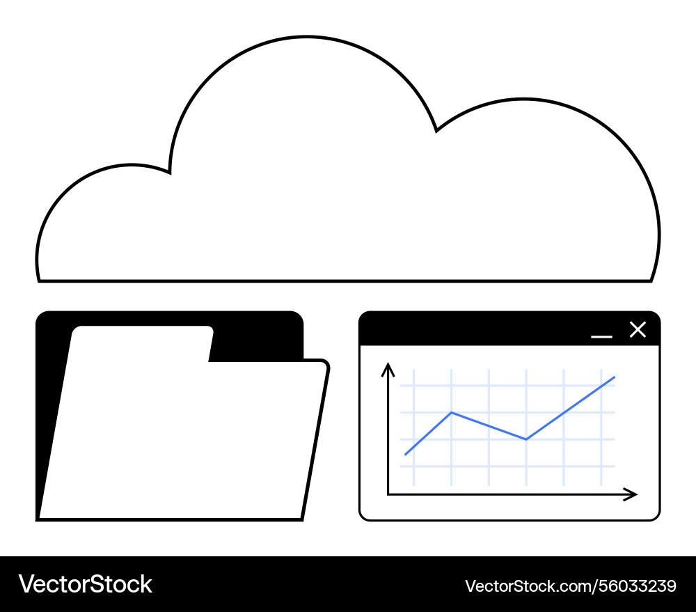 Cloud storage with folder and data analytics graph Vector Image