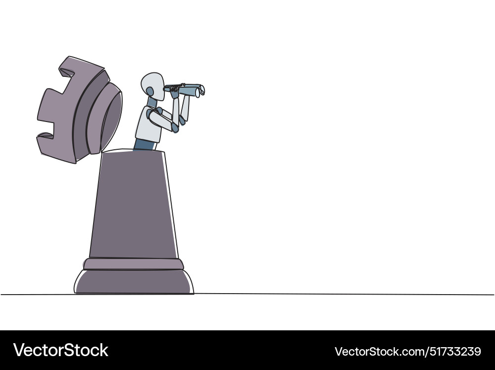 Continuous one line drawing a robot emerges from Continuous one line drawing a robot emerges from vector image