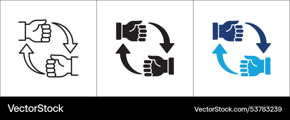 Cooperation icon mutual teamwork Royalty Free Vector Image