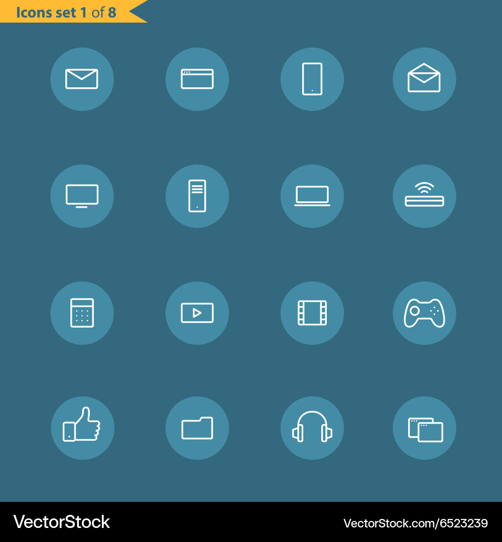 Different line style icons collection vector image