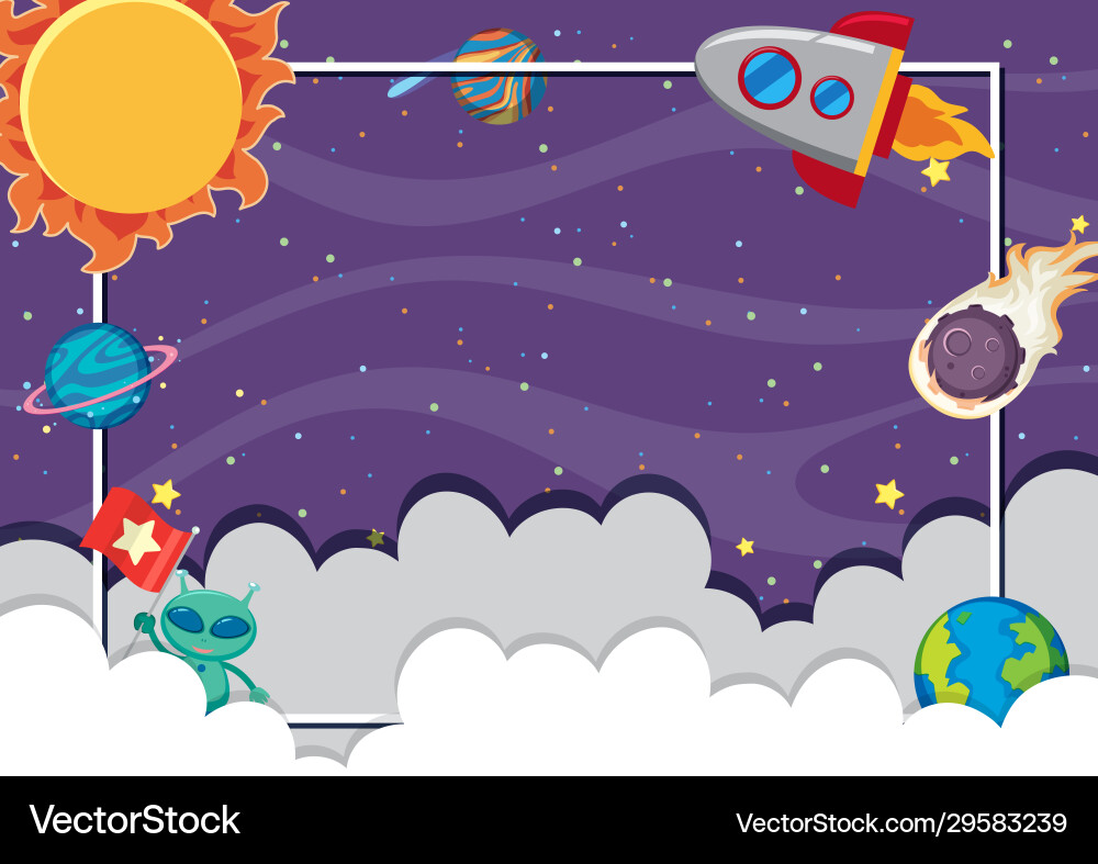 Frame template with solar system in background Frame template with solar system in background vector image