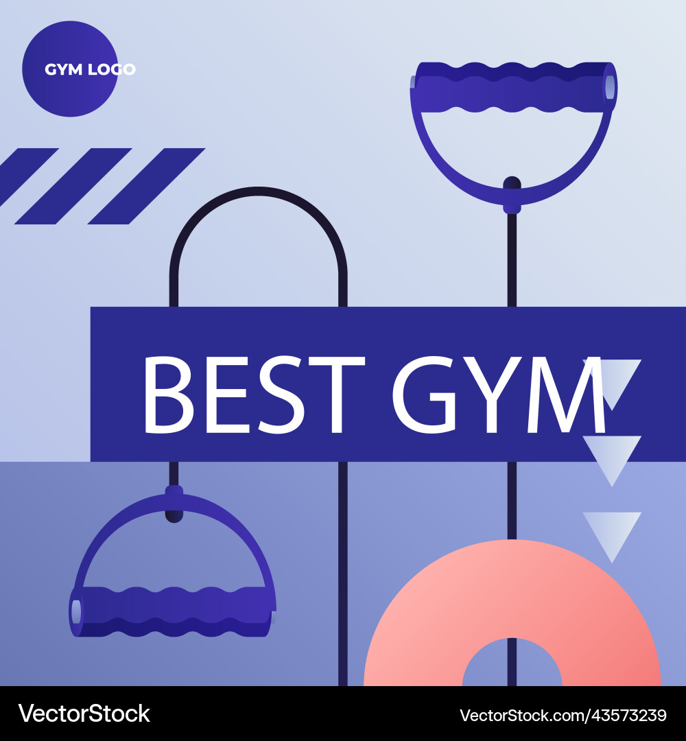 Gradient gym training and exercise posts set vector image