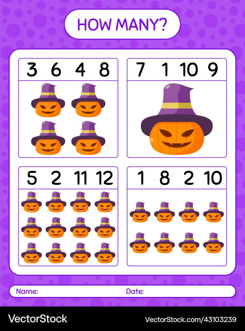 How many counting game with jack o lantern How many counting game with jack o lantern vector image