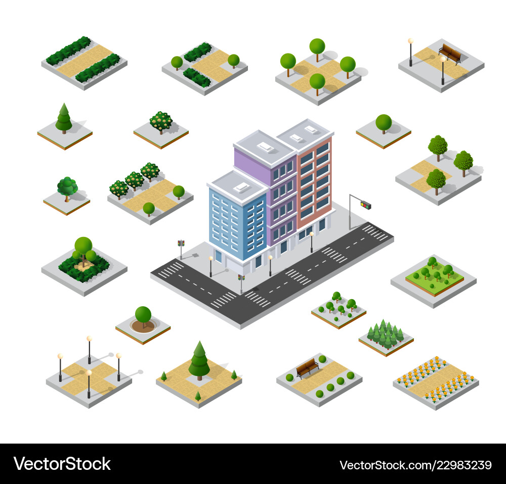 Isometric 3d set park vector image