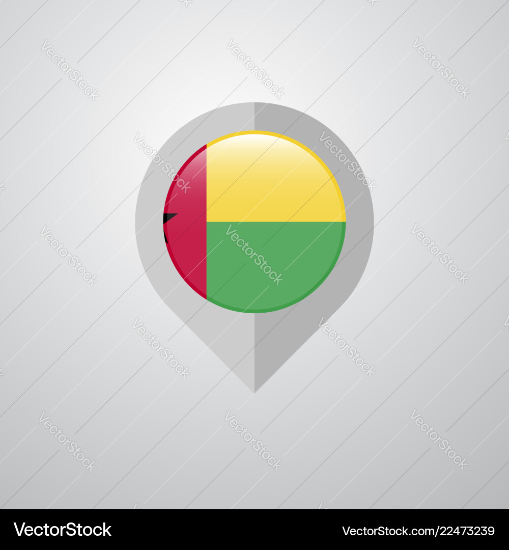 Map navigation pointer with guinea bissau flag vector image