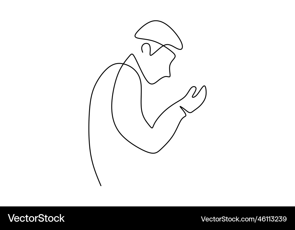 One continuous single line of man praying One continuous single line of man praying vector image