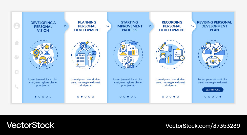 Personal development progress onboarding template Vector Image
