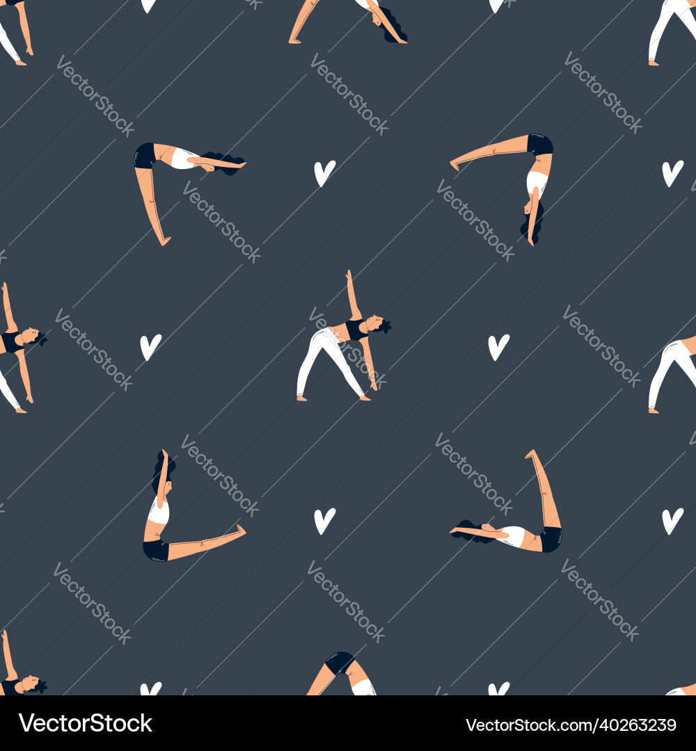 Seamless pattern with characters in yoga asanas Seamless pattern with characters in yoga asanas vector image