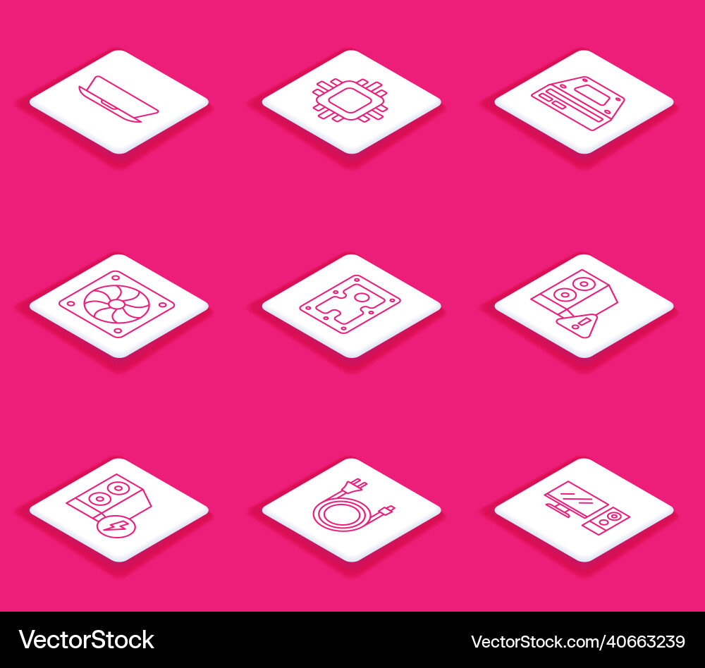 Set line laptop processor with cpu optical disc Set line laptop processor with cpu optical disc vector image