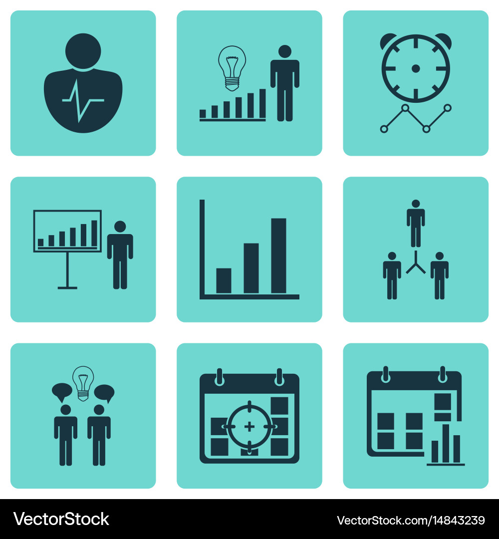 Set of 9 administration icons includes project vector image