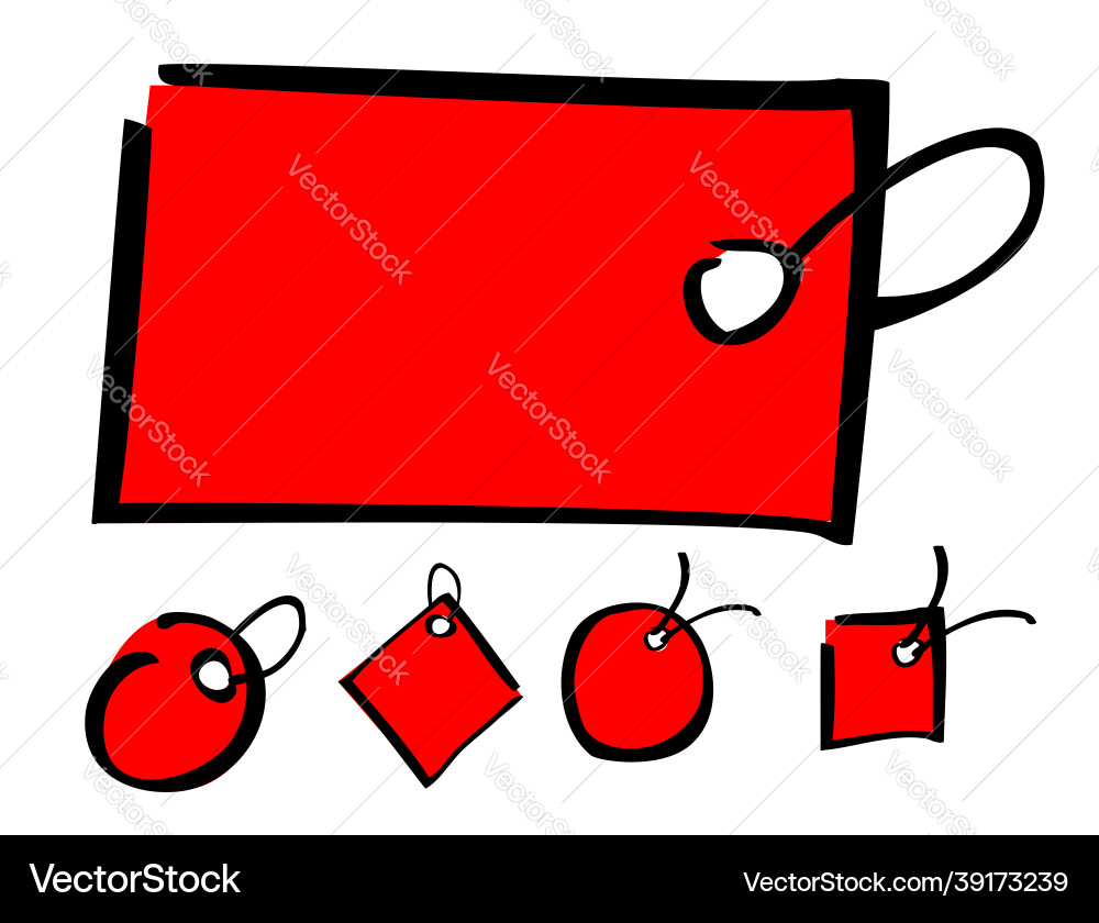 Set simple doodle blank red square rectangle Vector Image