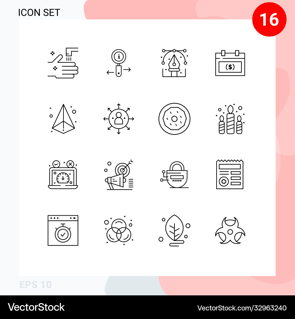 16 universal outlines set for web and mobile Vector Image