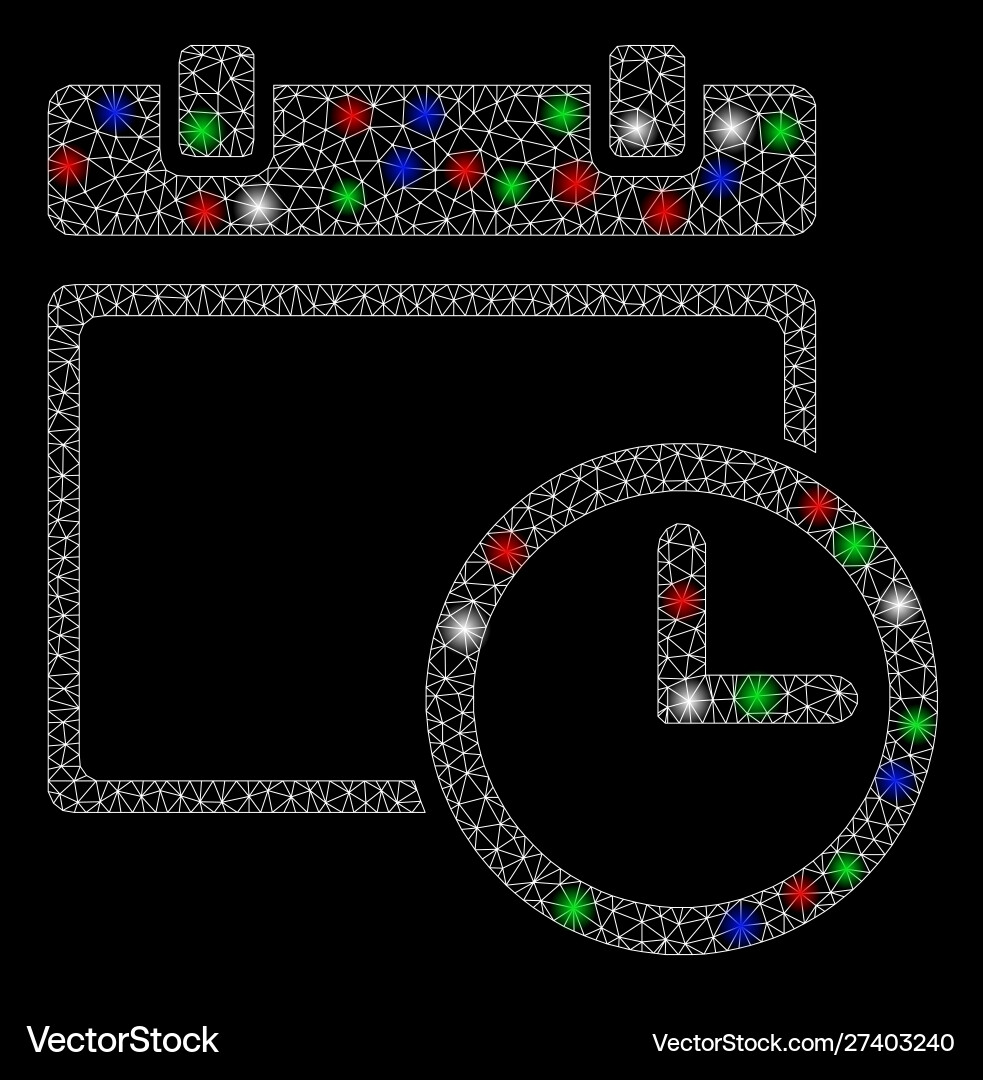 Bright mesh network date and time with flash spots Bright mesh network date and time with flash spots vector image