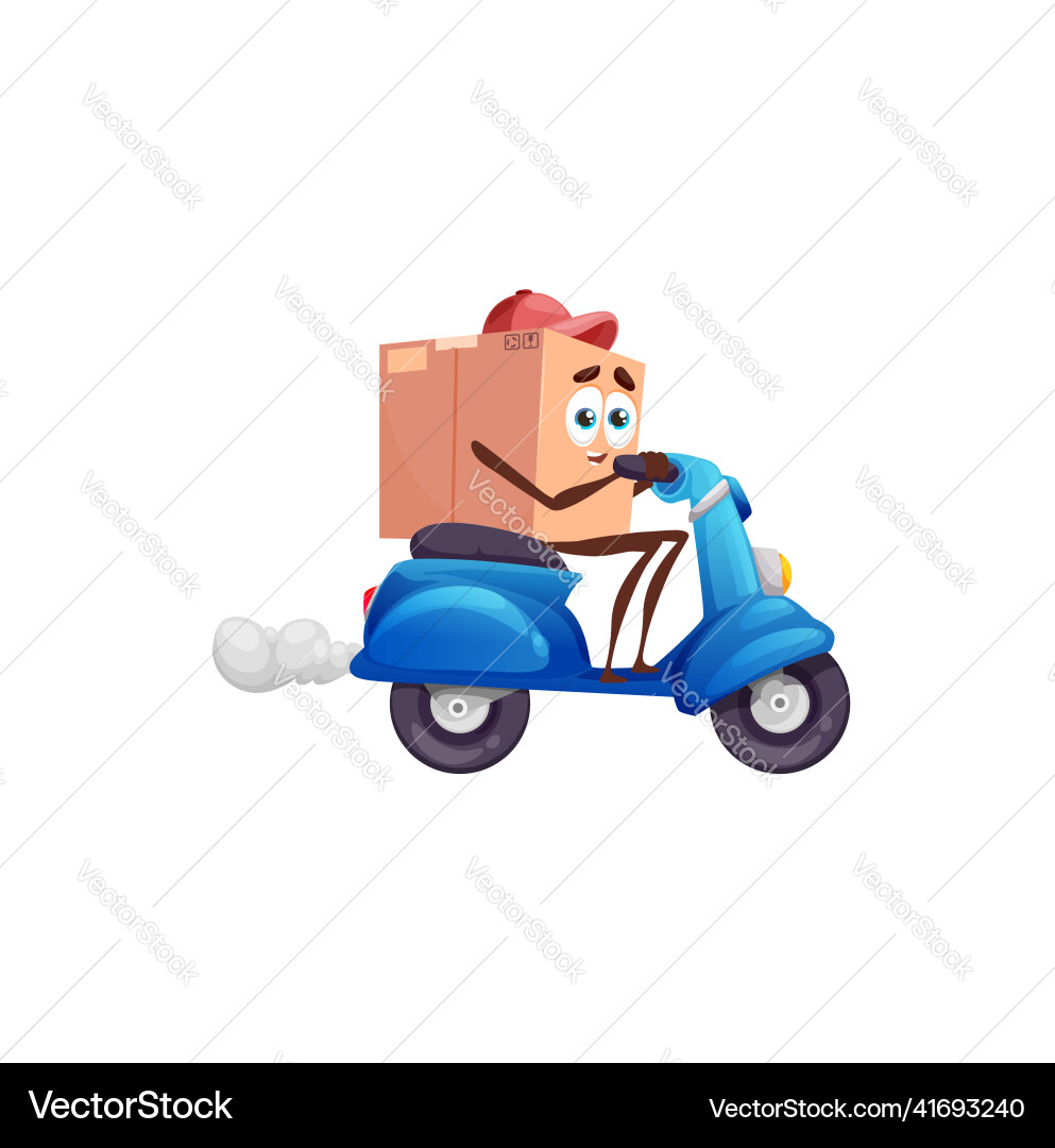 Cartoon Package on Scooter Delivery Vector Image