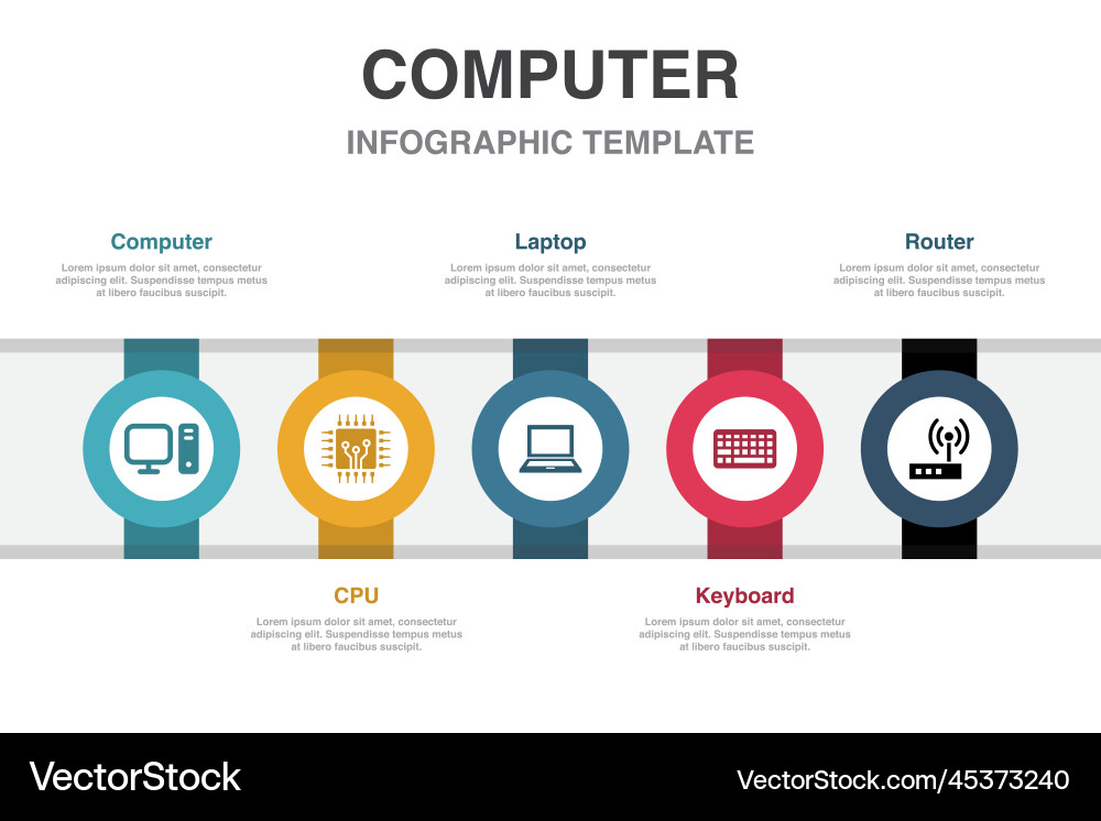 Computer cpu laptop keyboard router icons Vector Image