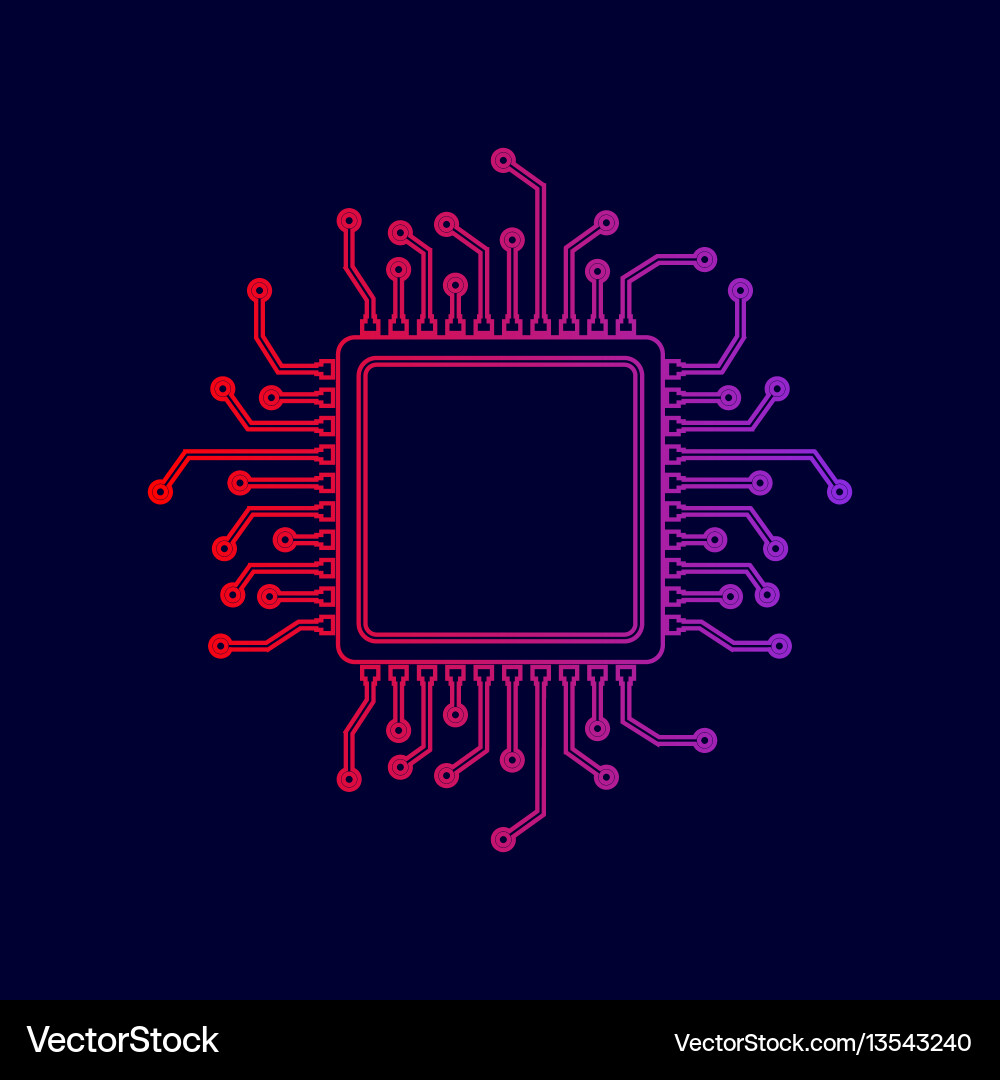 Cpu microprocessor line icon vector image