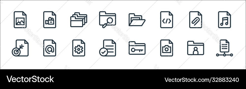 Document and files line icons linear set quality vector image