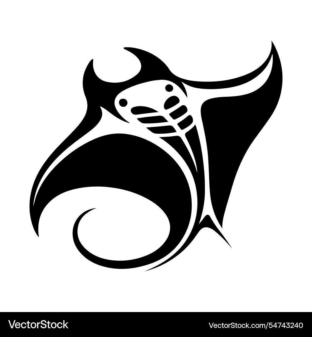 Giant manta ray silhouette high-quality ocean Vector Image