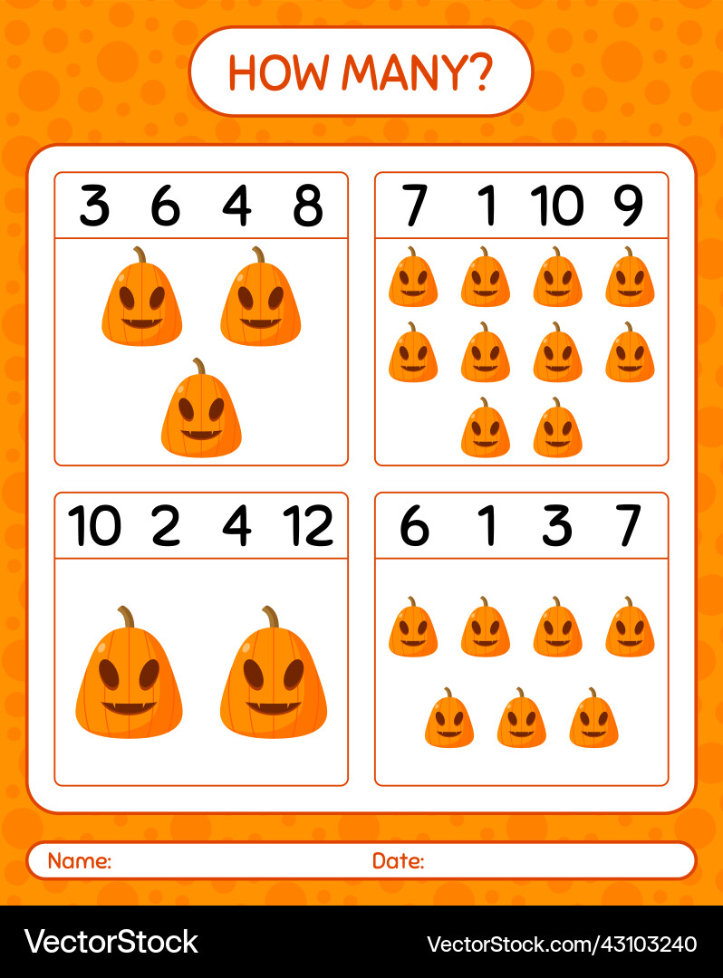 How many counting game with jack o lantern vector image
