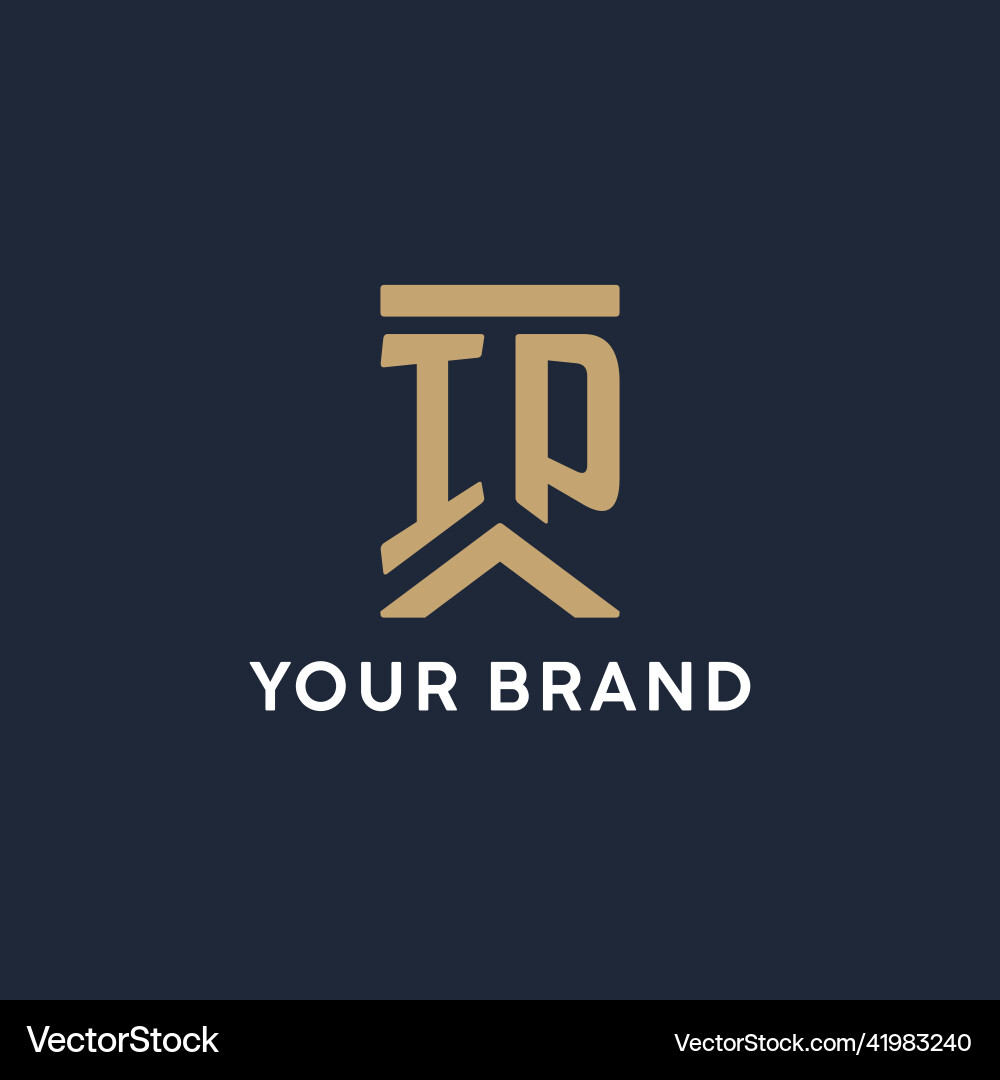 Ip initial monogram logo design in a rectangular Vector Image