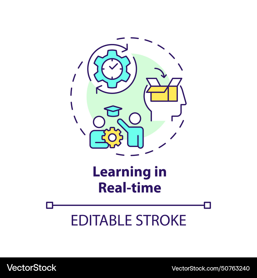 Learning in real time multi color concept icon Learning in real time multi color concept icon Vector Image